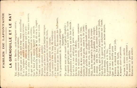 Chromo-Litho Fables de La Fontaine, La Grenouille et le Rat