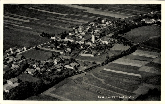 Postcard Pörndorf an der Vils Aldersbach in Lower Bavaria, aerial photograph