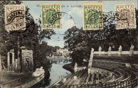 Postcard Warszawa Warsaw Poland, Lazienki Park