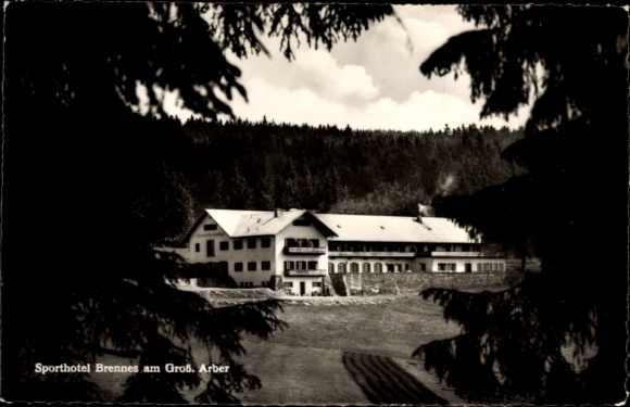 Ak Bayerisch Eisenstein im Bayrischen Wald Niederbayern, Sporthotel Brennes, Großarber