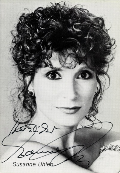 Postcard actress Susanne Uhlen, portrait, autograph