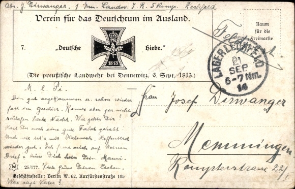 Artist PC Knötel, R., German cuts, Preuss. Landwehr, Dennewitz, 06 Sept 1813, Novitas 25/177