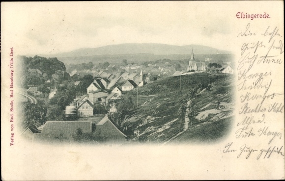 Postcard Elbingerode Oberharz am Brocken, partial view, monument