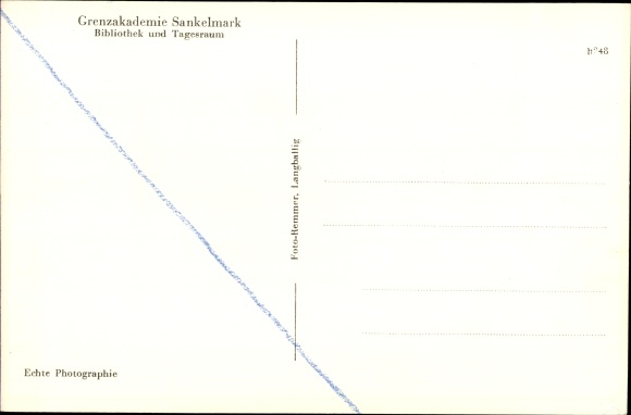 Postcard Sankelmark Oeversee Schleswig Holstein, border academy, library, day room