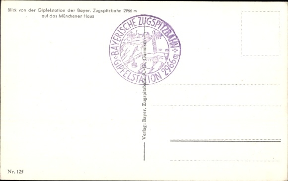 Postcard Zugspitze, Munich House, summit station of the Zugspitzbahn