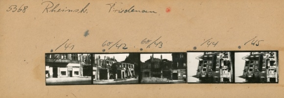 Contact print photos Berlin Schöneberg Friedenau, Rheinstraße, war damage, 5 photos approx. 4x2cm