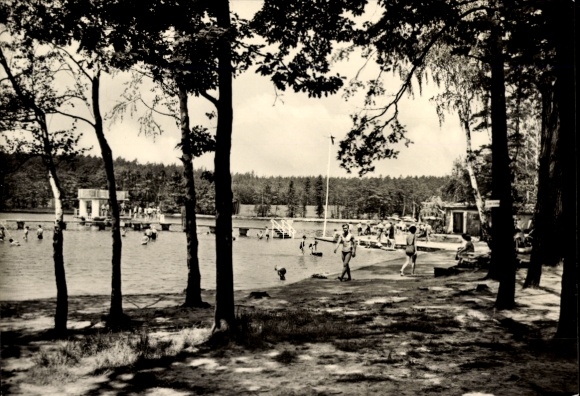 Ak Schmannewitz Dahlen in Sachsen, Waldbad