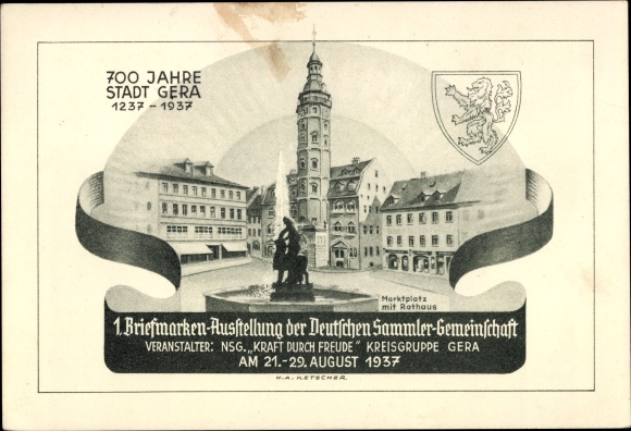 PC Gera in Thuringia, 1st stamp exhibition of the German Collectors Association in 1937