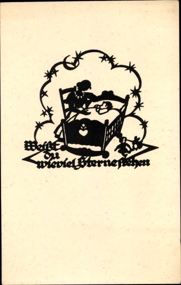 Paper cut Song Postcard Do you know how many stars are there, mother, cradle