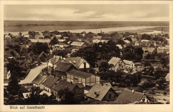 Postcard Geesthacht on the Elbe, panorama