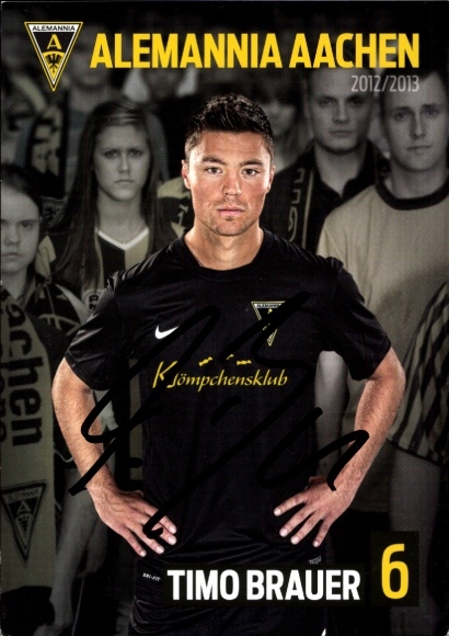 Handtekeningkaart voetballer Timo Brauer, Alemannia Aachen, handtekening