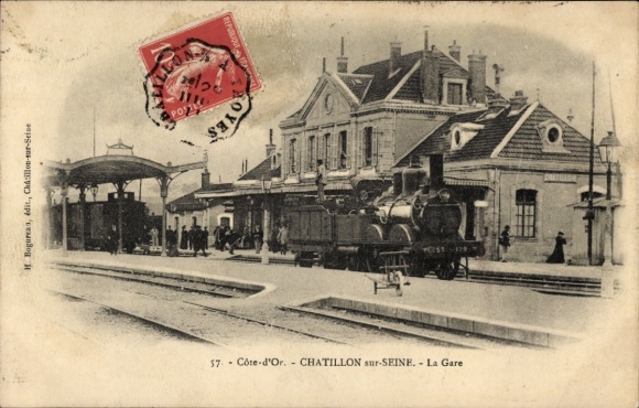 Postcard Châtillon sur Seine Côte d'Or, train station, railway