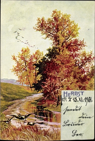 Artist PC Allegory, autumn, river lot, landscape, ducks