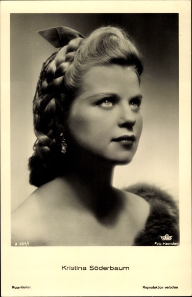 Postcard actress Kristina Söderbaum, portrait with braided hairstyle