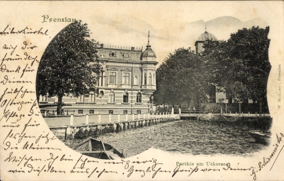 Postcard Prenzlau in the Uckermark, partial view of the Uckersee