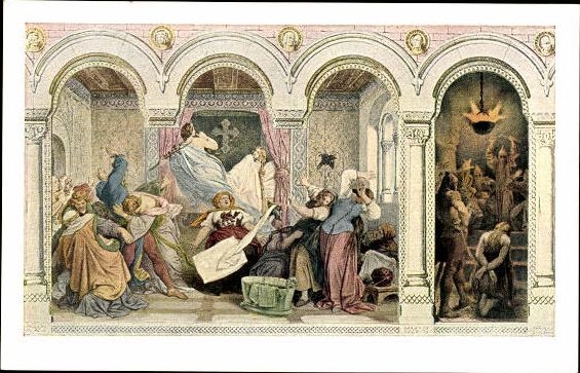 6 old Postcard series, murals