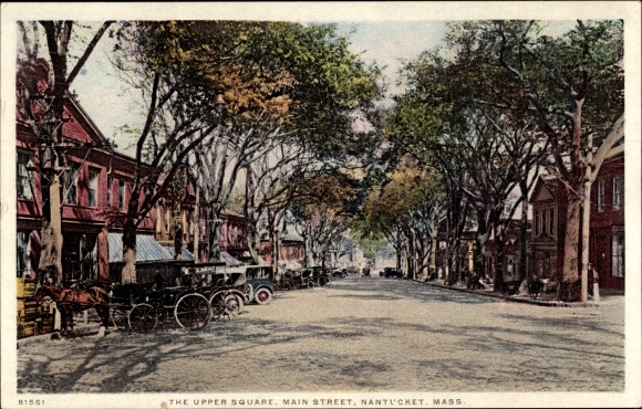 Postcard Nantucket Massachusetts USA, The Upper Square, Main Street