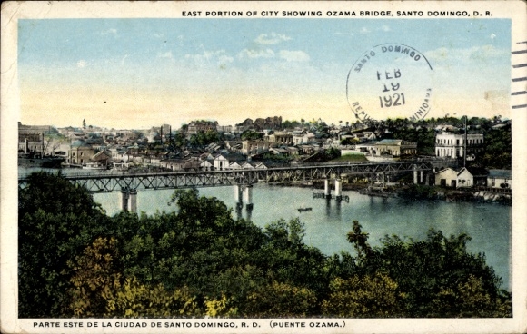 Postcard Santo Domingo Dominican Republic, Ozama Bridge, city view, river