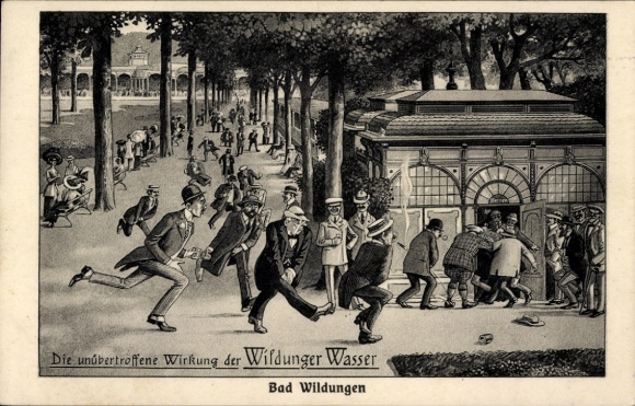 Postcard Bad Wildungen, Wildunger Wasser, Men, Restroom
