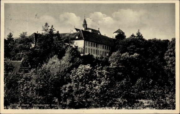 Ak Bad Iburg am Teutoburger Wald, Schloß   Architektur, bewaldete Umgebung