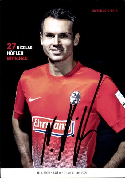 Autogrammkarte Fußballer Nicolas Höfler, SC Freiburg, Autogramm