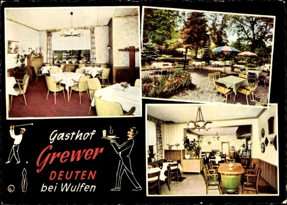Postcard Deuten Dorsten in Westphalia, Gasthof Grewer