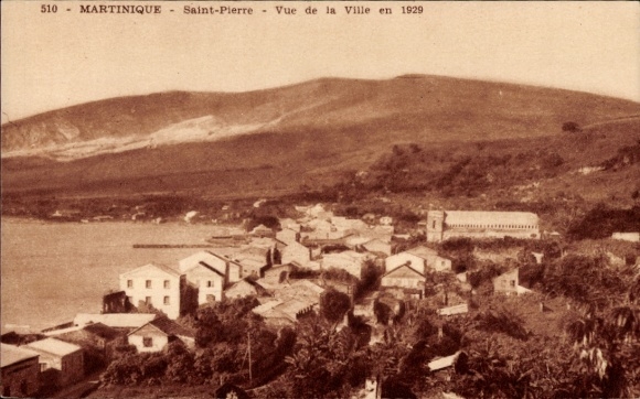Ak Saint Pierre Martinique, Stadtansicht von Saint-Pierre, Jahr 1929,  
