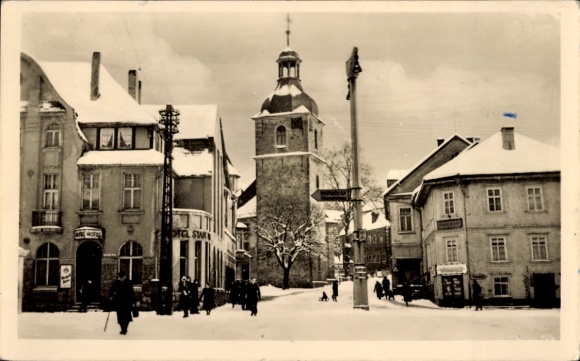 Postcard Zella Mehlis in the Thuringian Forest, market in winter