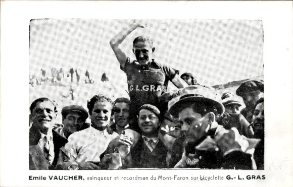 CPA Emile Vaucher, vainqueur and recordman du Mont-Faron sur bicyclette