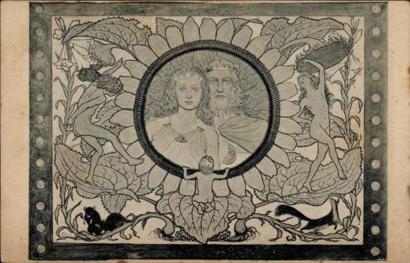 Art Nouveau Artist Postcard Fidus, Sunflowers, Elves No. 11