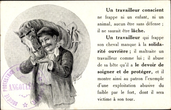 Artist Postcard A conscious worker hits neither a child nor an animal