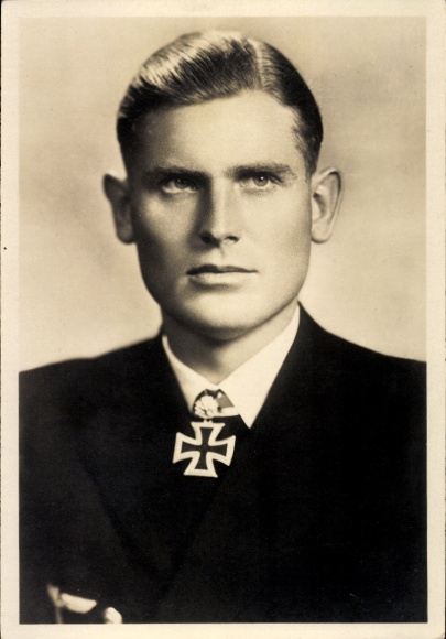 Postcard Kapitänleutnant Joachim Schepke, U-boat Commander, Kriegsmarine, Knight's Cross Recipient