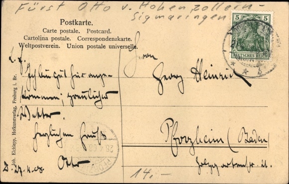Postcard Prince Otto von Hohenzollern-Sigmaringen, wedding guests on a horse-drawn carriage