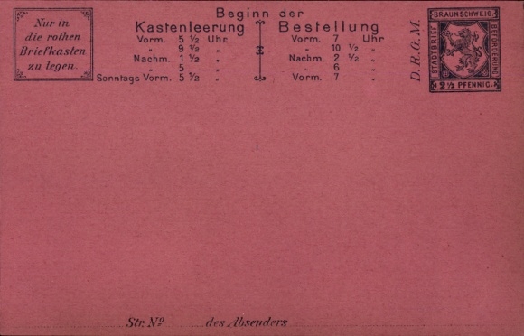 KP Braunschweig w Dolnej Saksonii, prywatna poczta miejska, miejski transport listowy