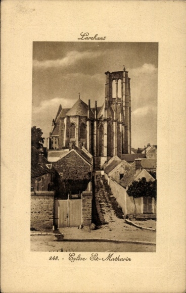 Passepartout Postcard Larchant Seine-et-Marne, St-Mathurin Church