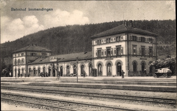 Ak Immendingen an der Donau Baden, Bahnhof, Gleisseite