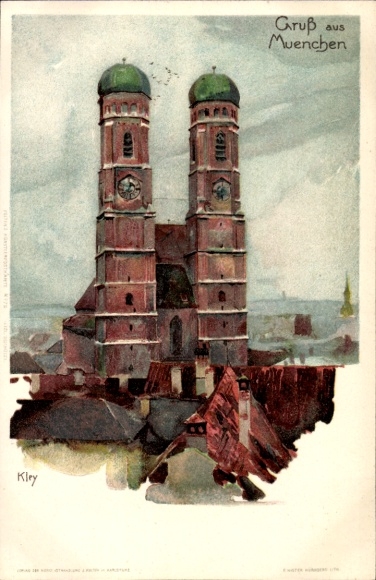 Artist Chromo-Litho Kley, Heinrich, Munich Bavaria, Frauenkirche
