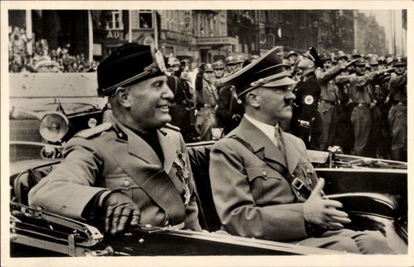 Postcard Führer and Reich Chancellor Adolf Hitler, Benito Mussolini, The Guarantors of Peace, State Meeting