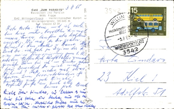 Postcard Stryck Willingen Upland in Hessen, Café Zum Paradies