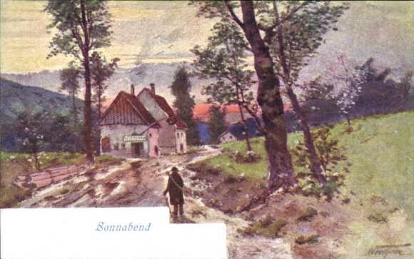 Artist Postcard Village Idyll, Saturday