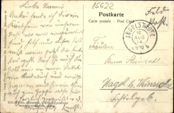 Postcard Feldkirchen in the Munich district of Upper Bavaria, total view
