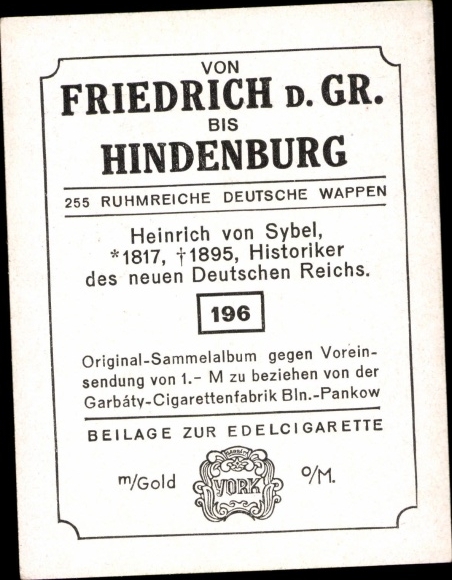 Collection picture Glorious German Coats of Arms Photo 196 Heinrich von Sybel, historian