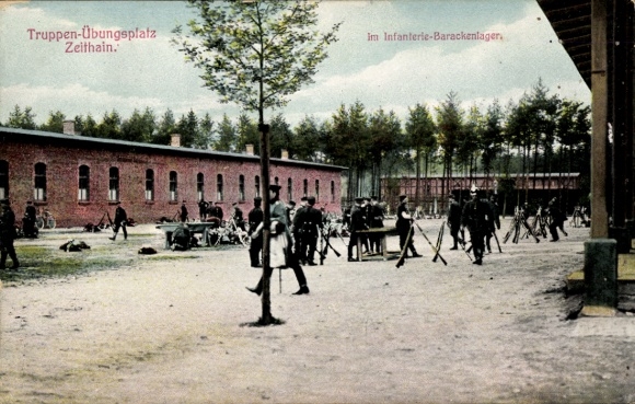 Postcard Zeithain in Saxony, military training area, infantry barracks camp