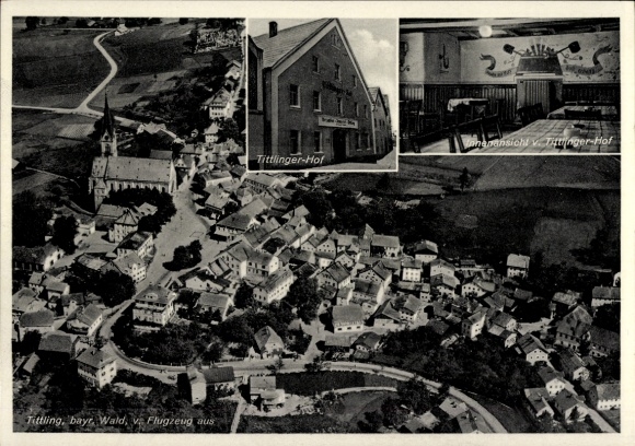 Postcard Tittling in the Dreiburgenland Lower Bavaria, aerial photograph, Tittlinger Hof