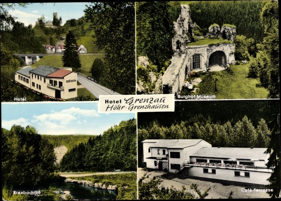 KP Höhr Grenzhausen w Westerwald, Hotel Grenzau, Burghof-Museum, Cafe-Terrace, Braxbachhof