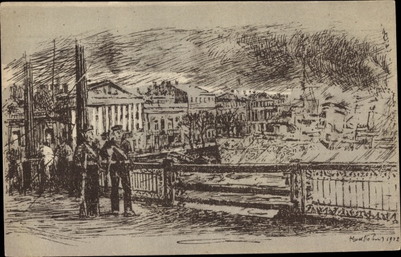 Artysta KP Leningrad Sankt Petersburg Rosja, rosyjscy marynarze, widok na miasto