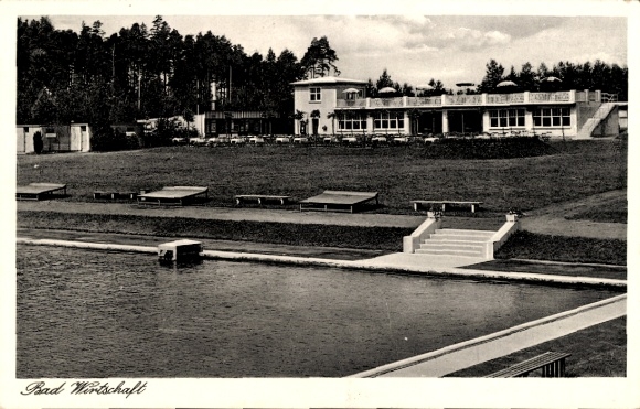 Postcard Großröhrsdorf in Saxony, Massenei-Bad, Bath-Economy