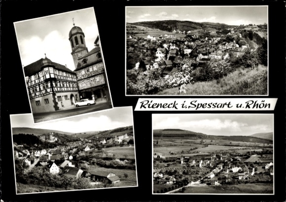 Postcard Rieneck in Spessart Lower Franconia, general view, drugstore Heinz Schneider