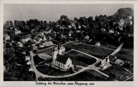 Postcard Tutzing on Lake Starnberg Upper Bavaria, aerial photograph