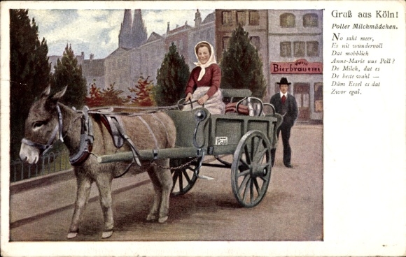 PC Cologne on the Rhine, Poller milkmaid, donkey cart
